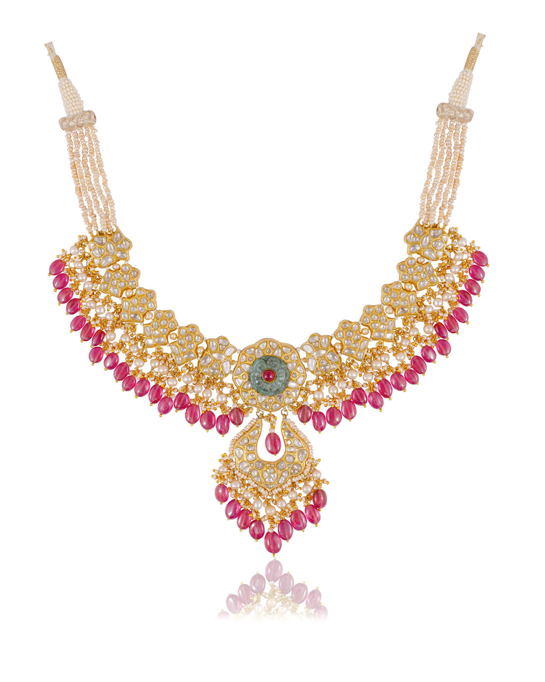 Vasudha Necklace And Viyaa Chandbalis Polki Set