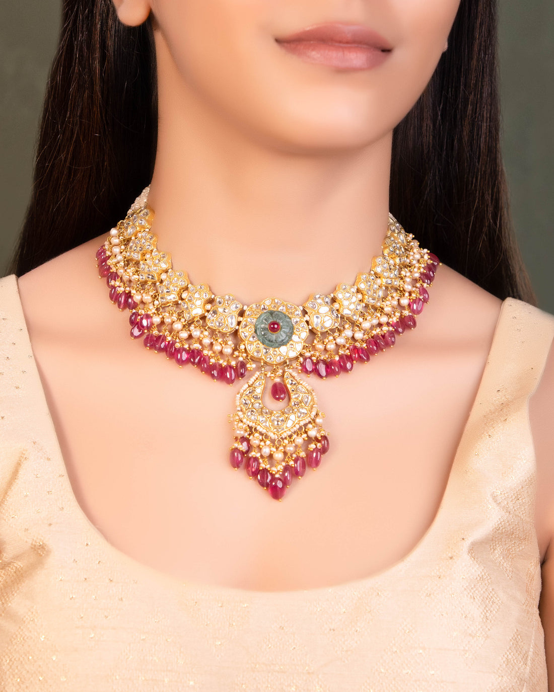 Vasudha Necklace And Viyaa Chandbalis Polki Set