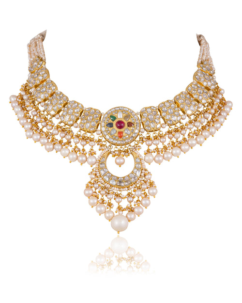 Vrutika Necklace And Krisha Chandbalis Polki Set