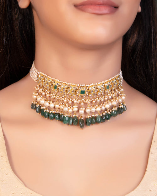 Details Might Change - Faalguni Choker And Aakriti Tops Polki Set