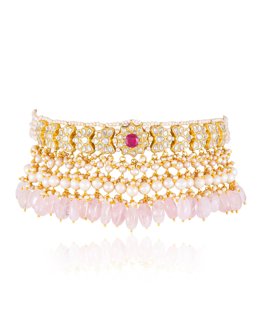 Rukshana Choker And Daziza Long Earrings Polki Set