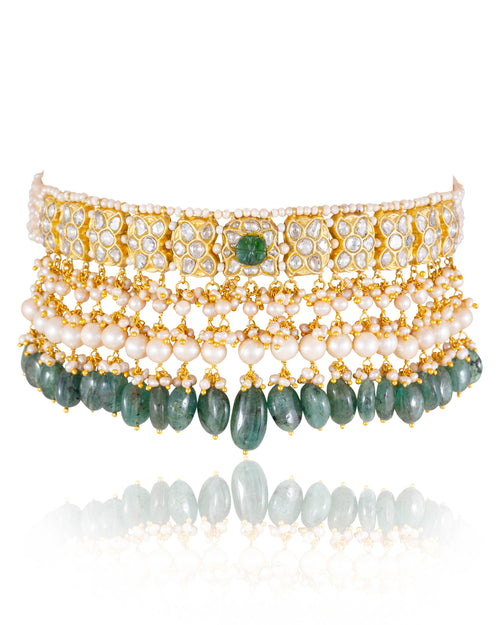 Aldrin Choker And Karishma Tops Polki Set