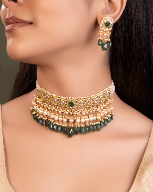 Aldrin Choker And Karishma Tops Polki Set