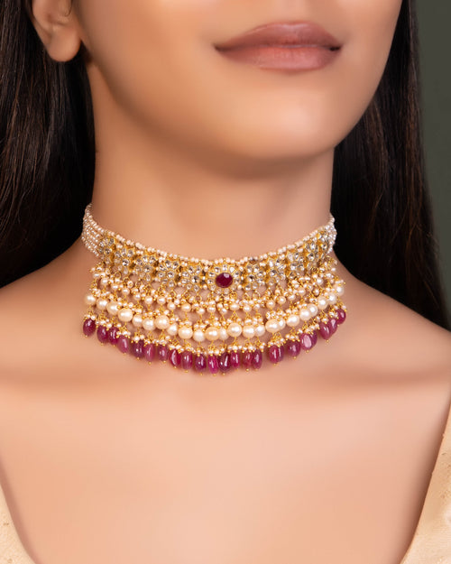 Roshni Choker And Kavita Tops Polki Set