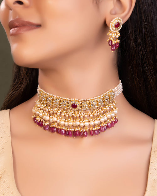 Roshni Choker And Kavita Tops Polki Set