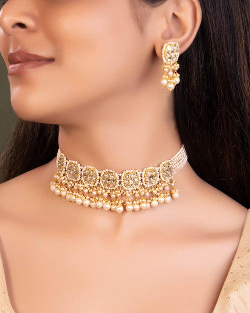 Tanisha Choker And Rukshar Tops Polki Set