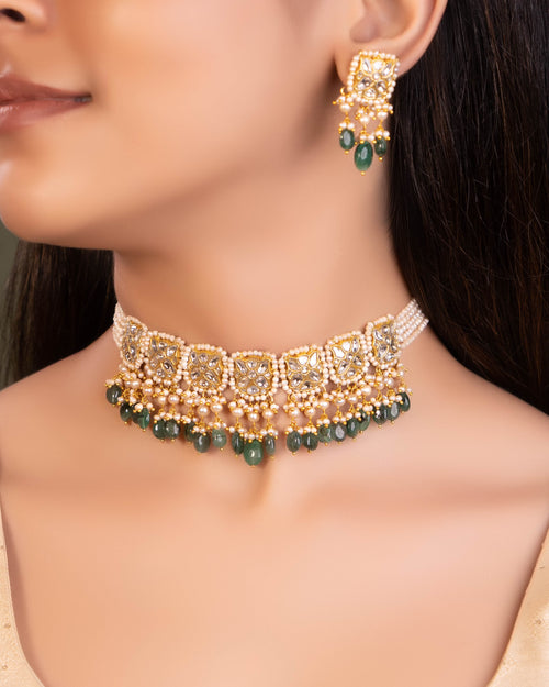 Details Might Change - Fariba Choker And Mona Tops Polki Set