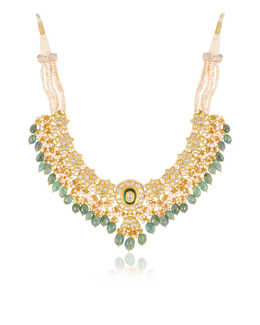 Vidya Necklace And Nidhi Tops Polki Set