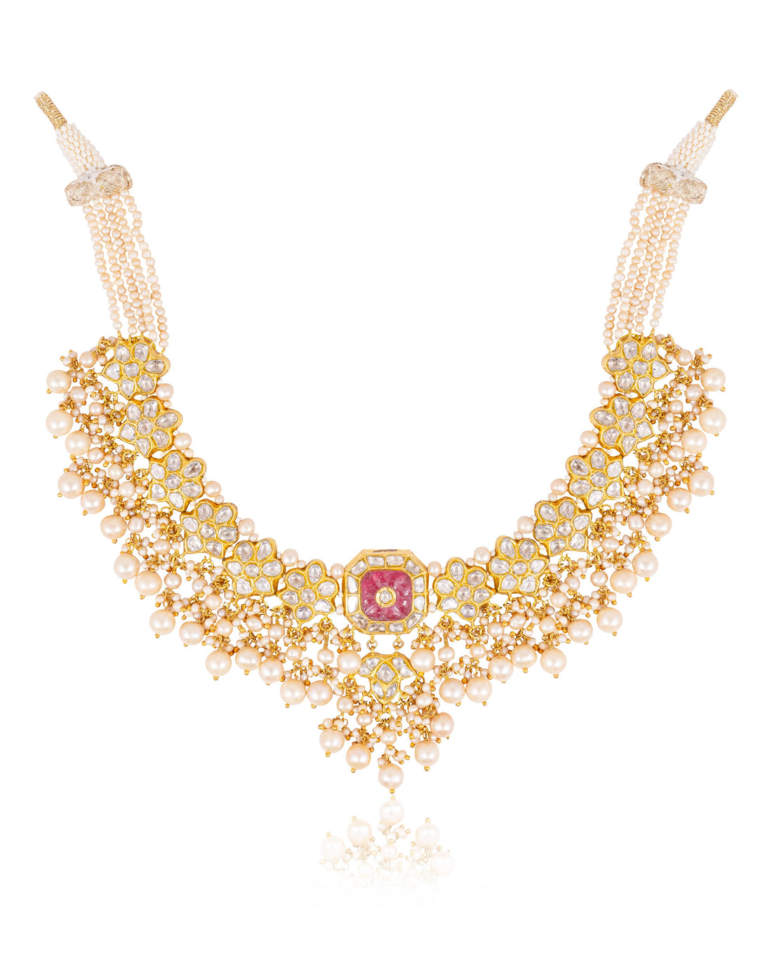 Ruksheen Necklace And Damita Tops Polki Set