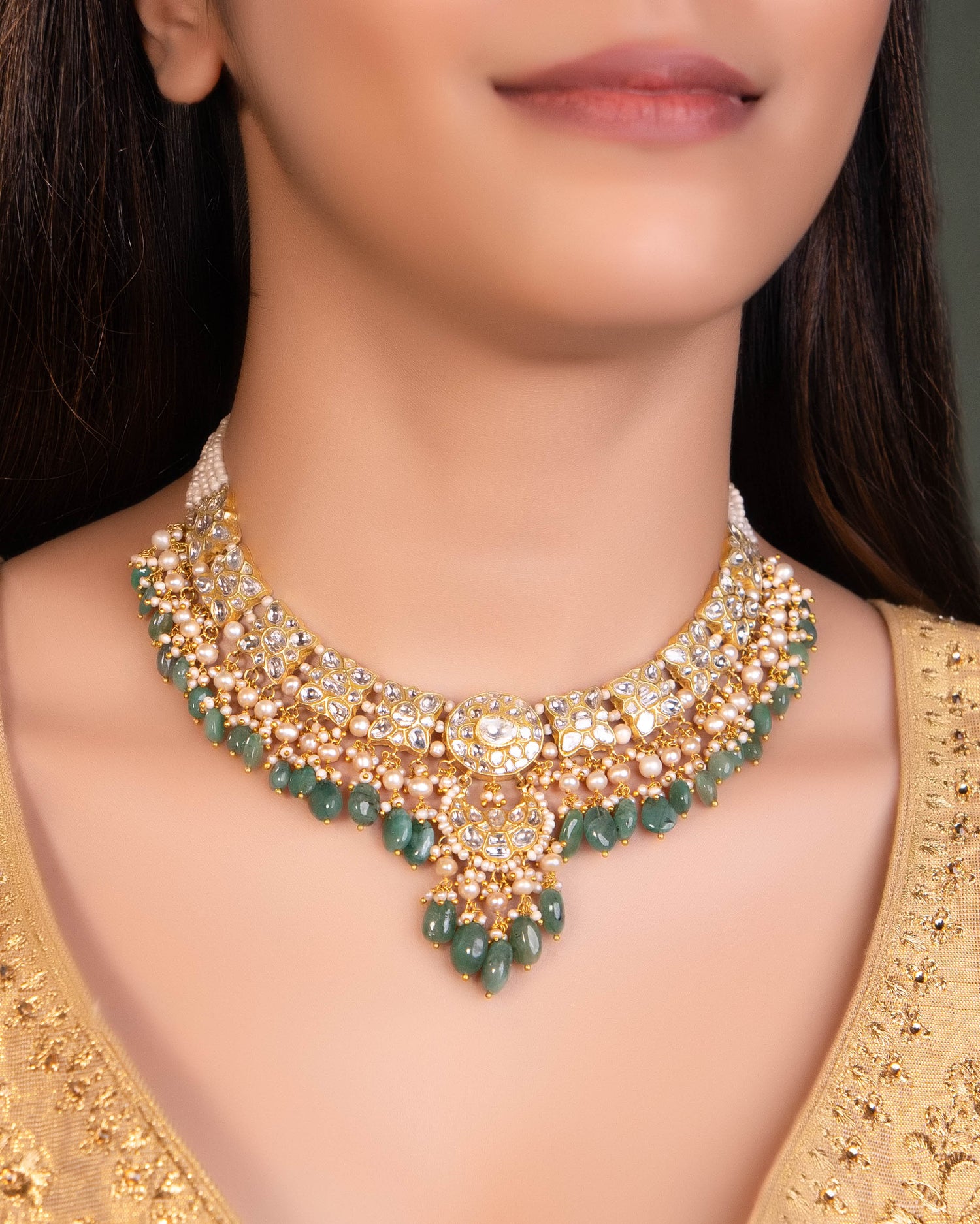 Phalak Necklace And Nishta Tops Polki Set