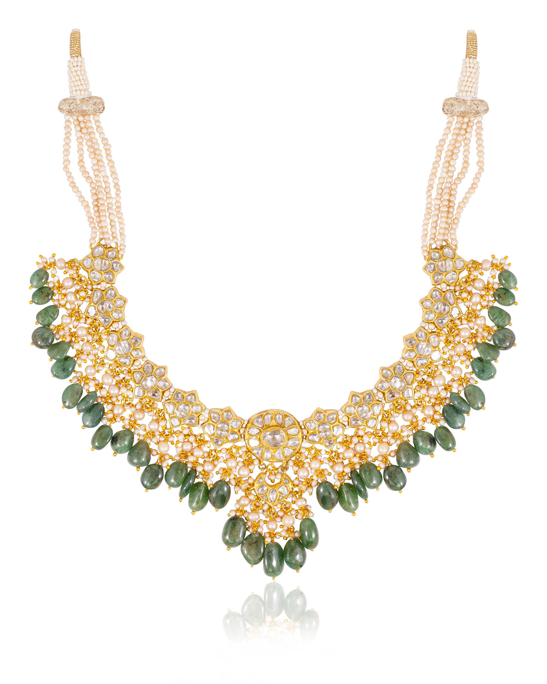 Riya Necklace And Tisha Tops Polki Set