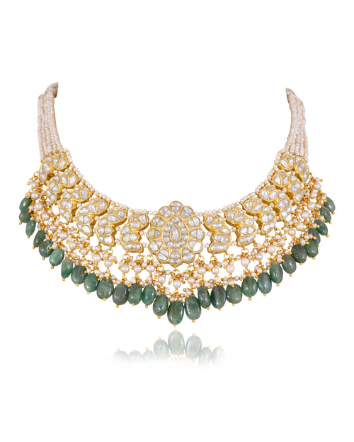 Unnati Necklace And Riddhi Tops Polki Set