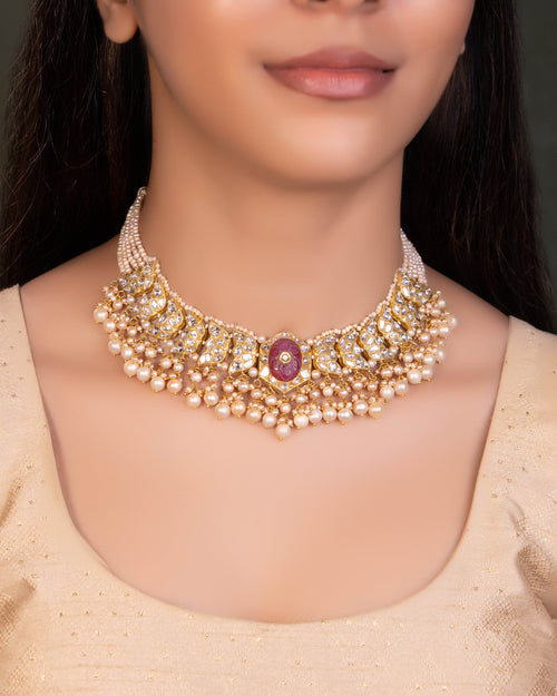 Smiti Necklace And Saloni Tops Polki Set