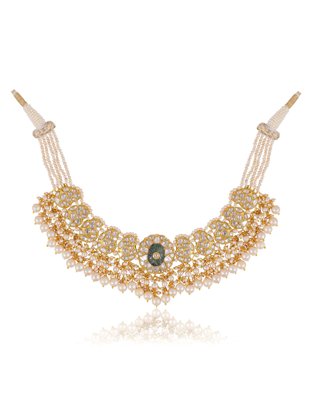 Harshika Necklace And Mokshita Tops Polki Set