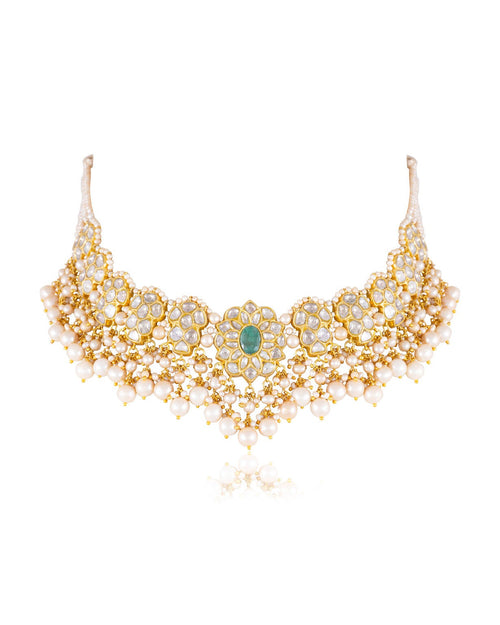 Vinita Necklace And Ruhuliya Tops Polki Set
