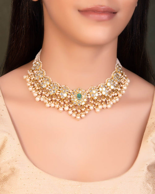 Vinita Necklace And Ruhuliya Tops Polki Set