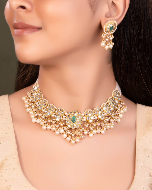 Vinita Necklace And Ruhuliya Tops Polki Set