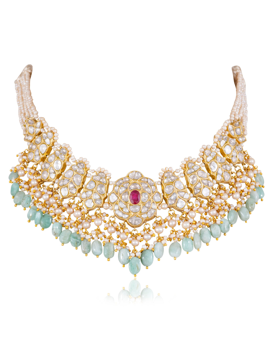 Pareen Necklace And Shaina Tops Polki Set