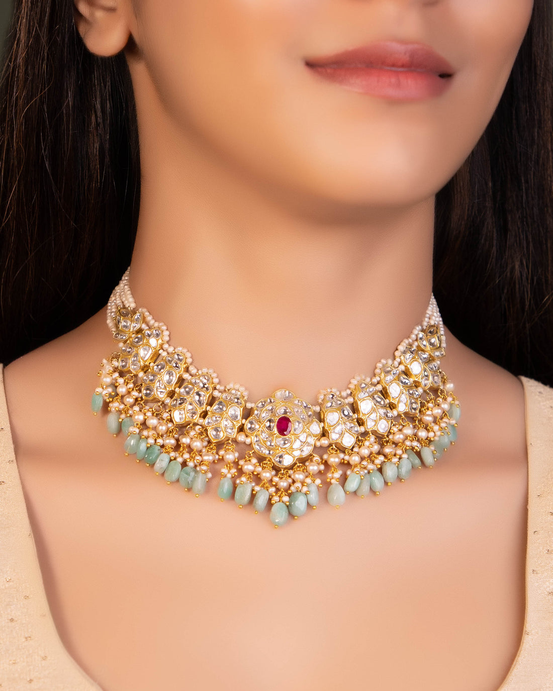 Pareen Necklace And Shaina Tops Polki Set