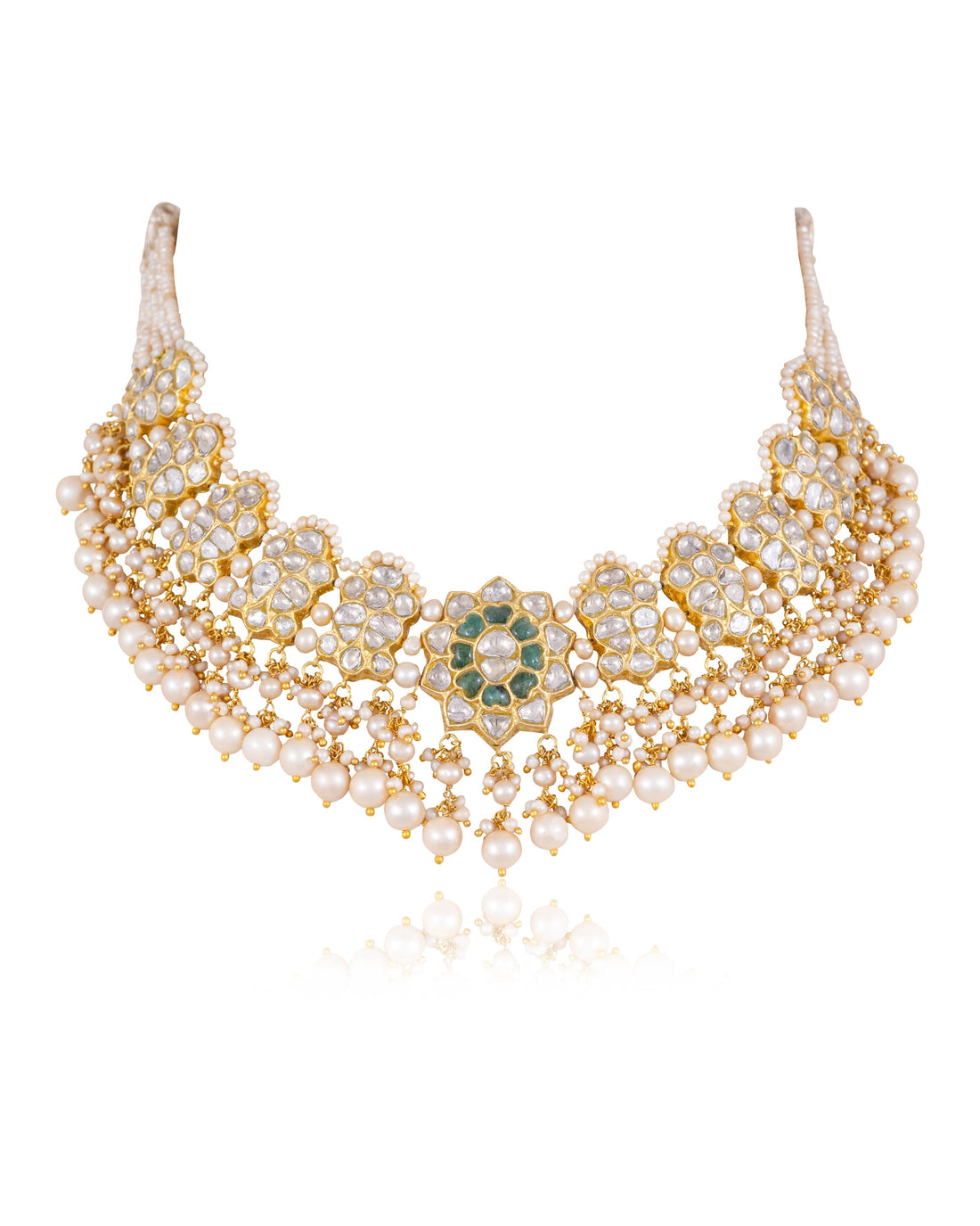 Kiran Necklace And Suman Tops Polki Set