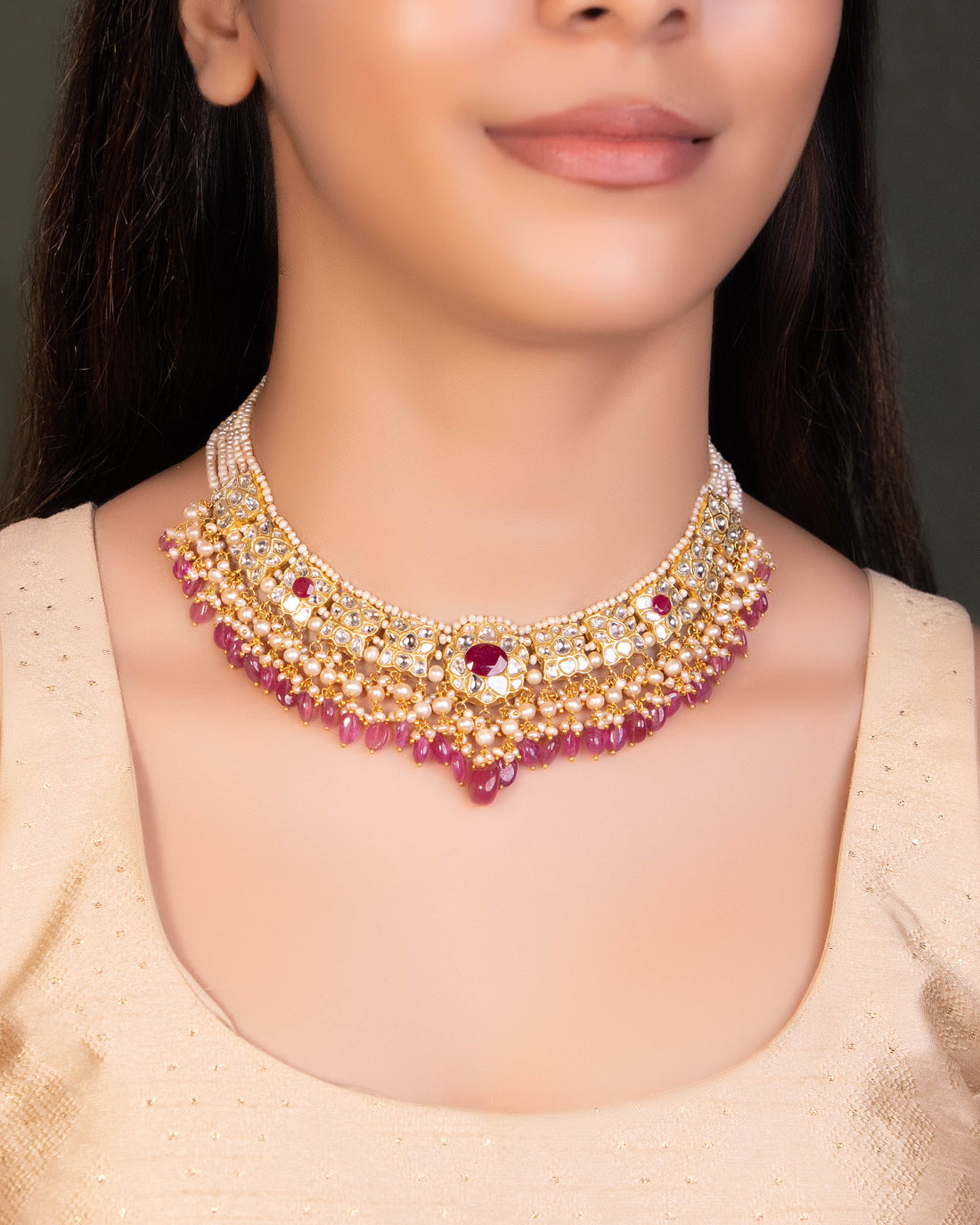 Metanshi Necklace And Metali Tops Polki Set