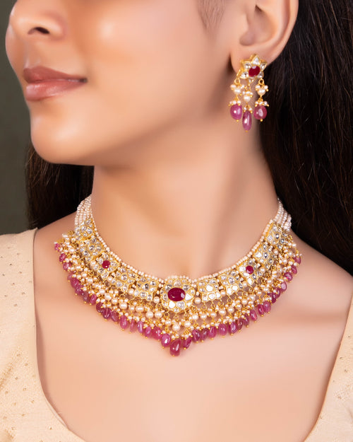 Metanshi Necklace And Metali Tops Polki Set