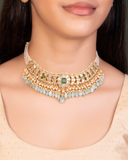 Details Might Change - Mehak Necklace And Shruti Tops Polki Set
