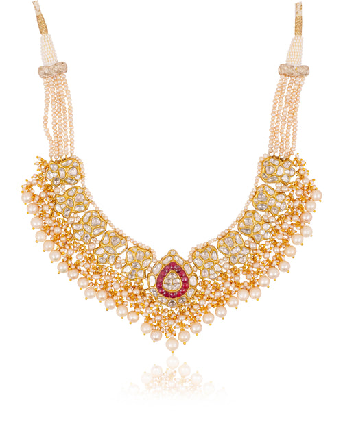 Meghna Necklace And Premna Tops Polki Set
