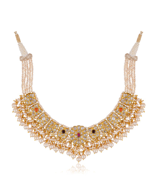 Roohi Necklace And Adhishree Tops Polki Set