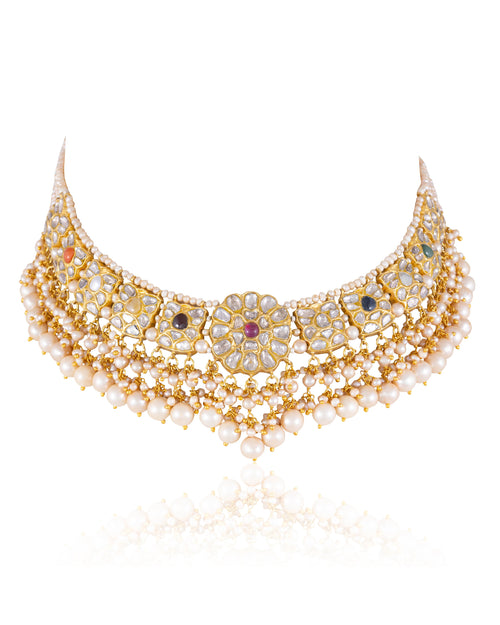 Roohi Necklace And Adhishree Tops Polki Set