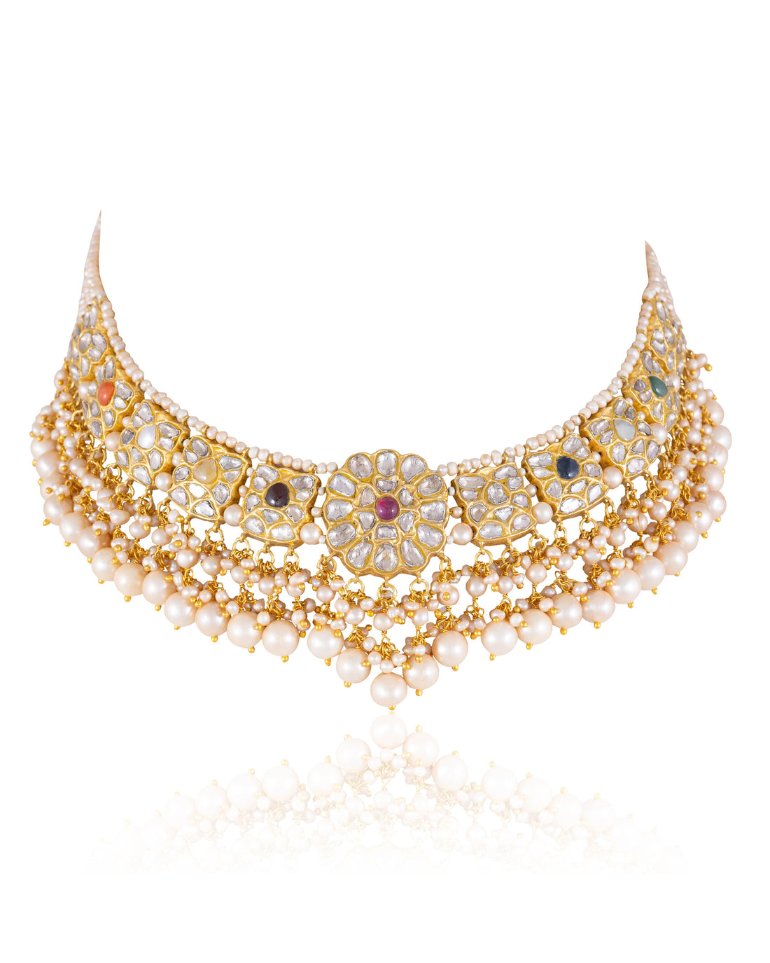 Roohi Necklace And Adhishree Tops Polki Set