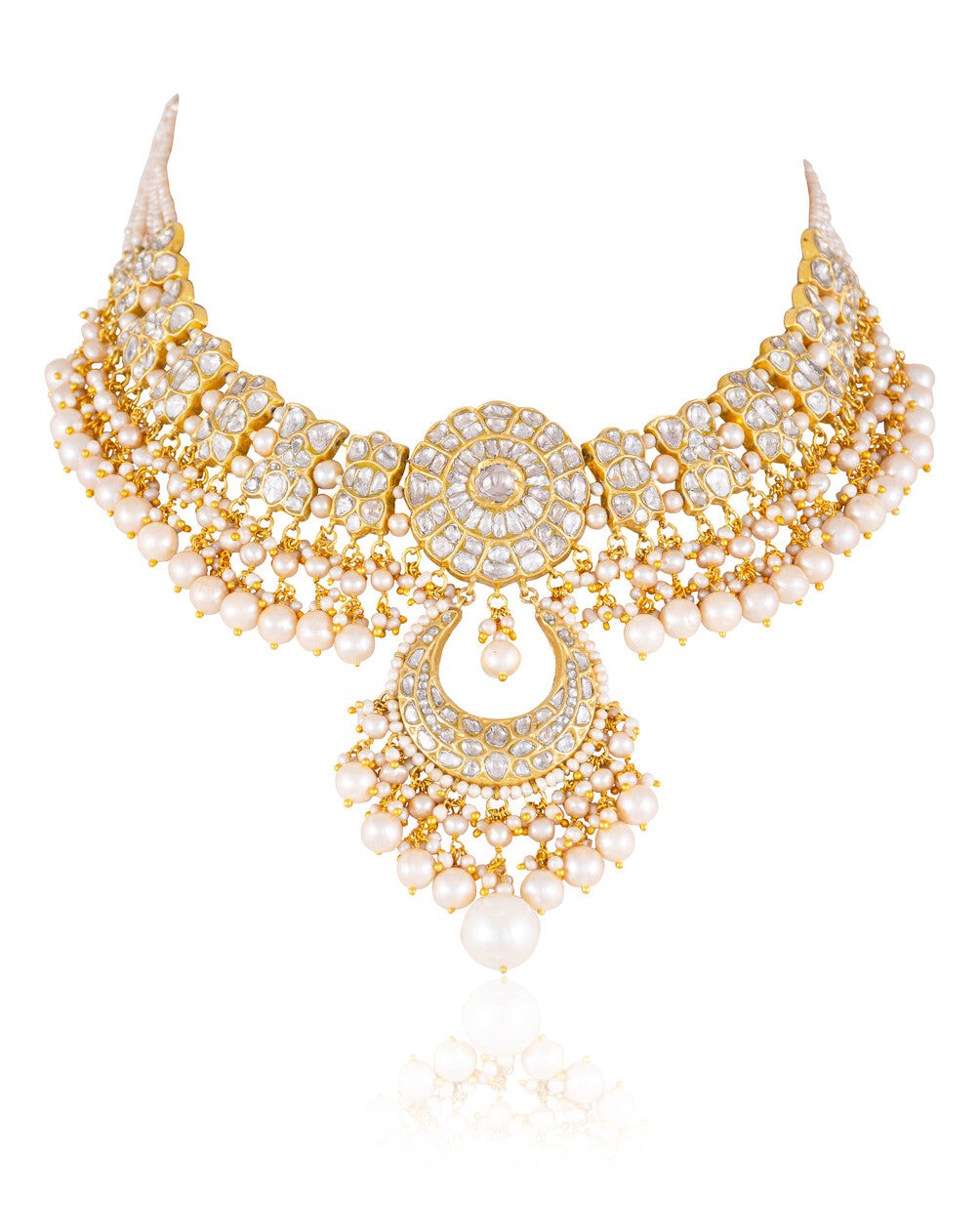 Manusha Necklace And Maheshwari Chandbalis Polki Set