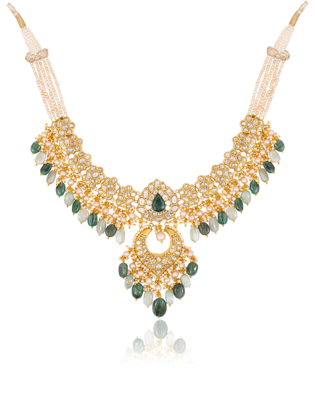 Avani Necklace And Krishnavi Chandbalis Polki Set