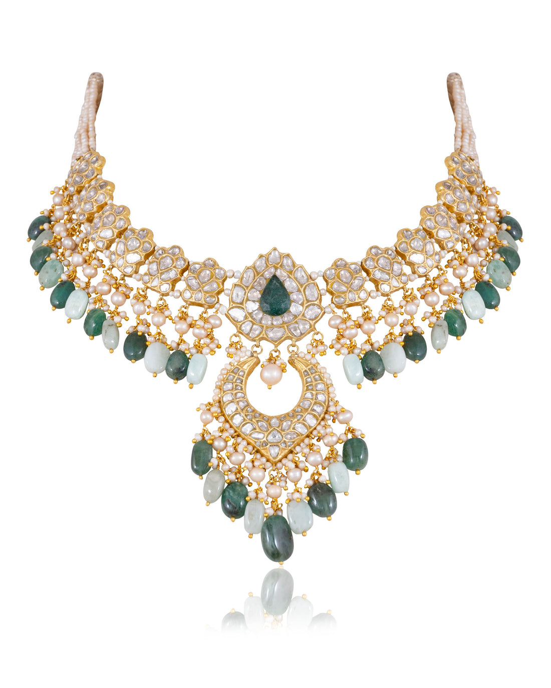 Avani Necklace And Krishnavi Chandbalis Polki Set