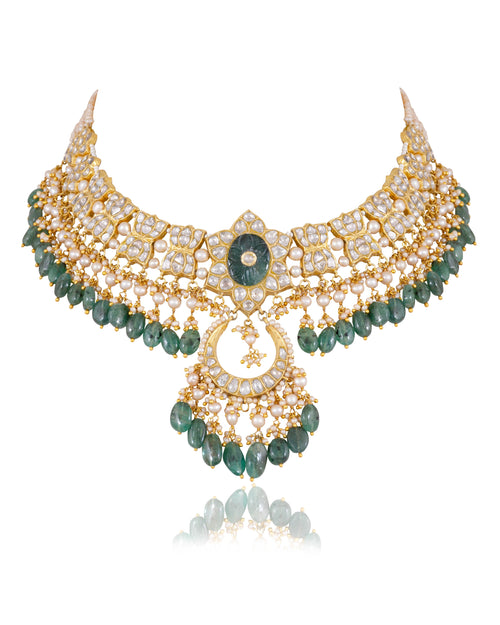 Shukrima Necklace And Tejal Chandbalis Polki Set