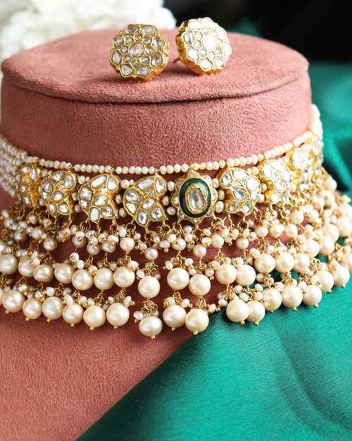 Vaishali Choker And Sabrina Tops Polki Set