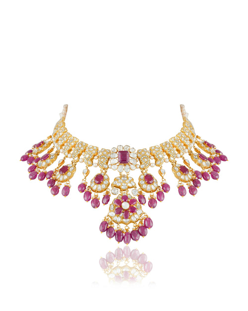 Laxshi Necklace And Lakshita Chandbalis Polki Set