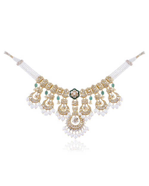 Mrunali Necklace And Aadhira Chandbalis Polki Set