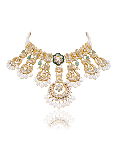 Mrunali Necklace And Aadhira Chandbalis Polki Set