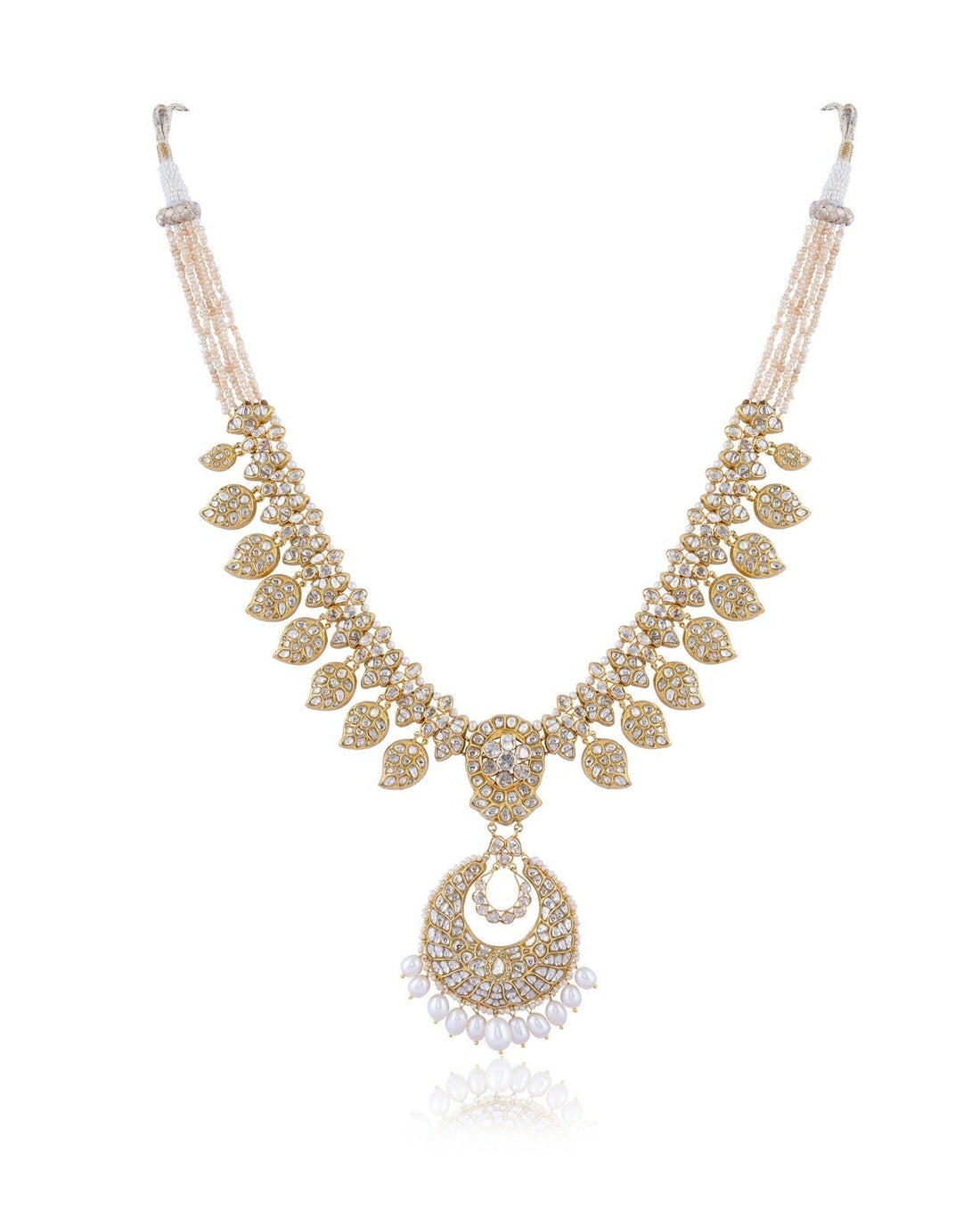 Shaheen Long Necklace And Ishika Chandbalis Polki Set