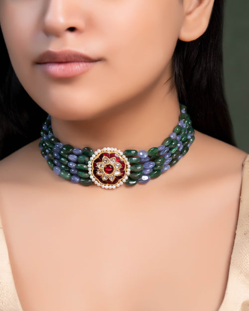 Kaivailya Polki Bead Choker
