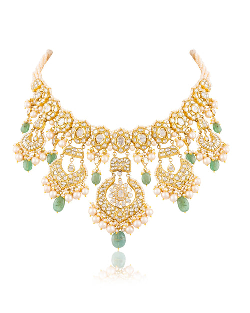 Inaya Necklace And Mahika Chandbalis Polki And Diamond Set