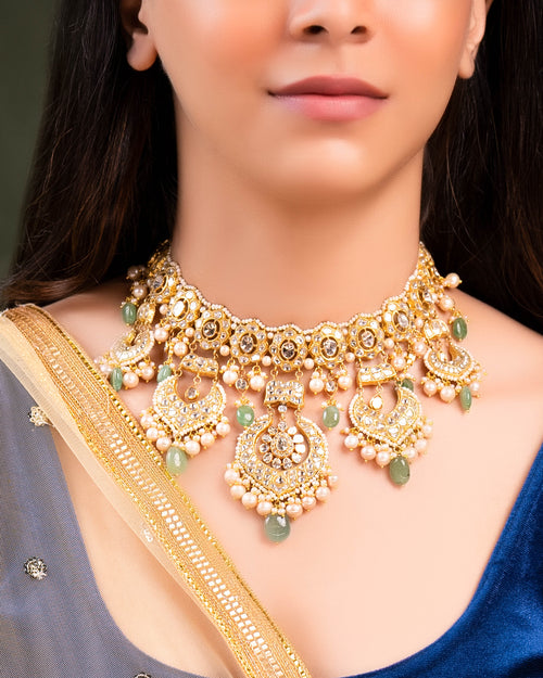 Inaya Necklace And Mahika Chandbalis Polki And Diamond Set