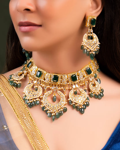 Tanvi Necklace And Eesha Chandbalis Polki Set