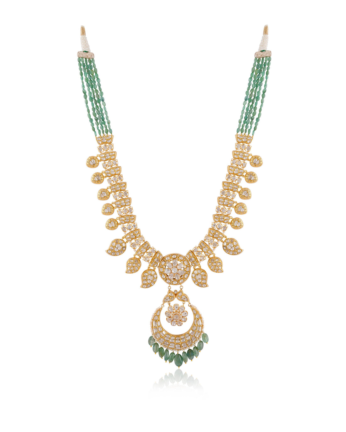 Charvi Long Necklace And Shubhi Chandbalis Polki And Diamond Set