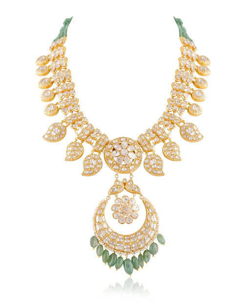 Charvi Polki And Diamond Long Necklace