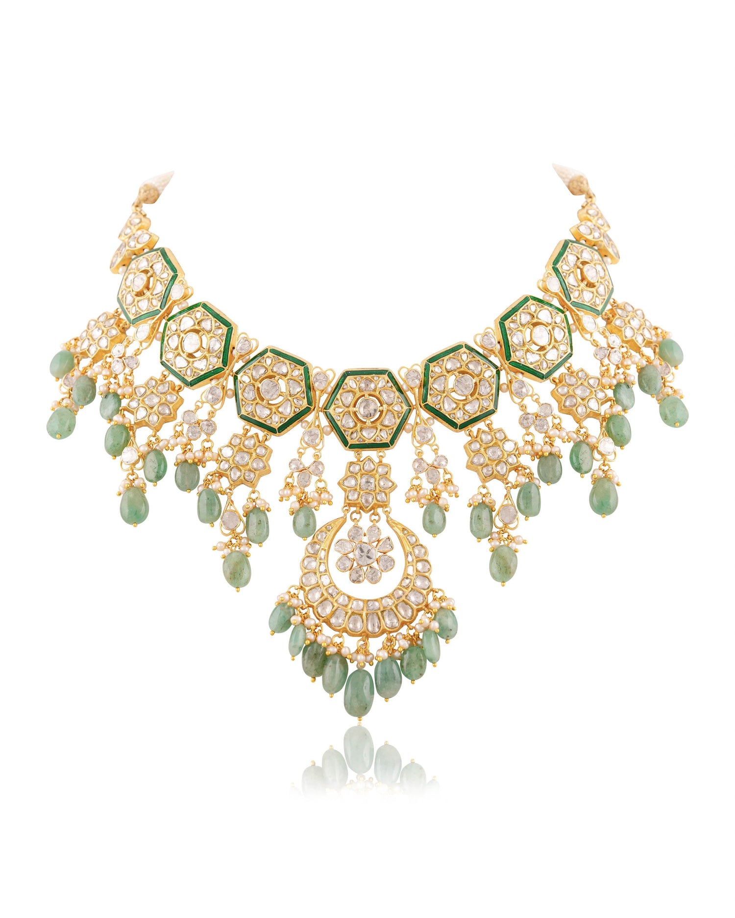 Menal Necklace And Sargun Chandbalis Polki Set