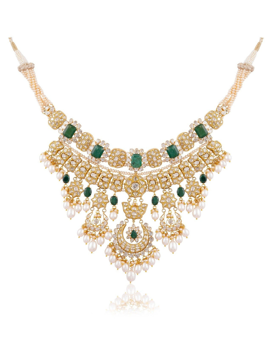 Mitra Necklace And Maitri Chandbalis Polki Set