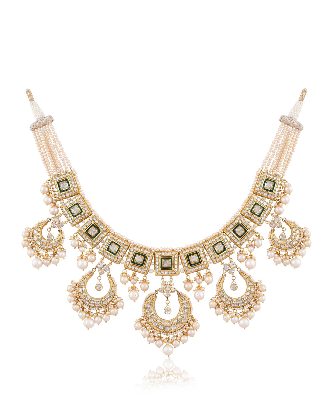 Samara Necklace And Parisha Chandbalis Polki Set