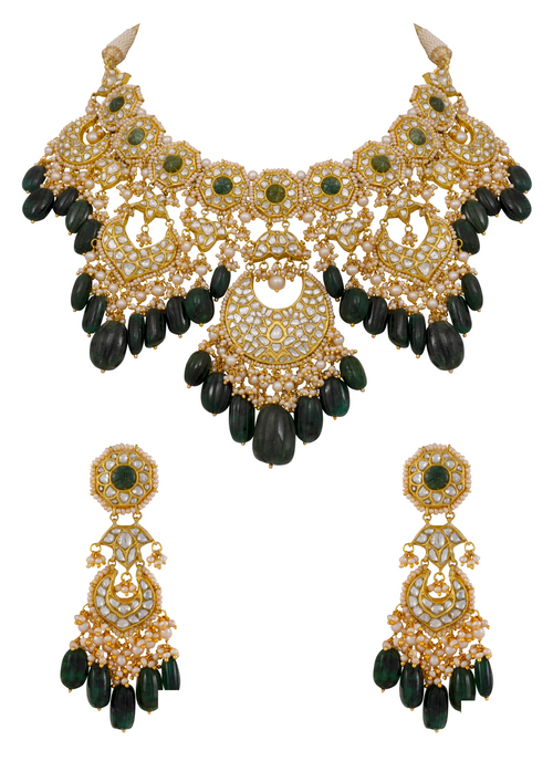 Piyu Necklace and Raafi Chandbalis Polki Set
